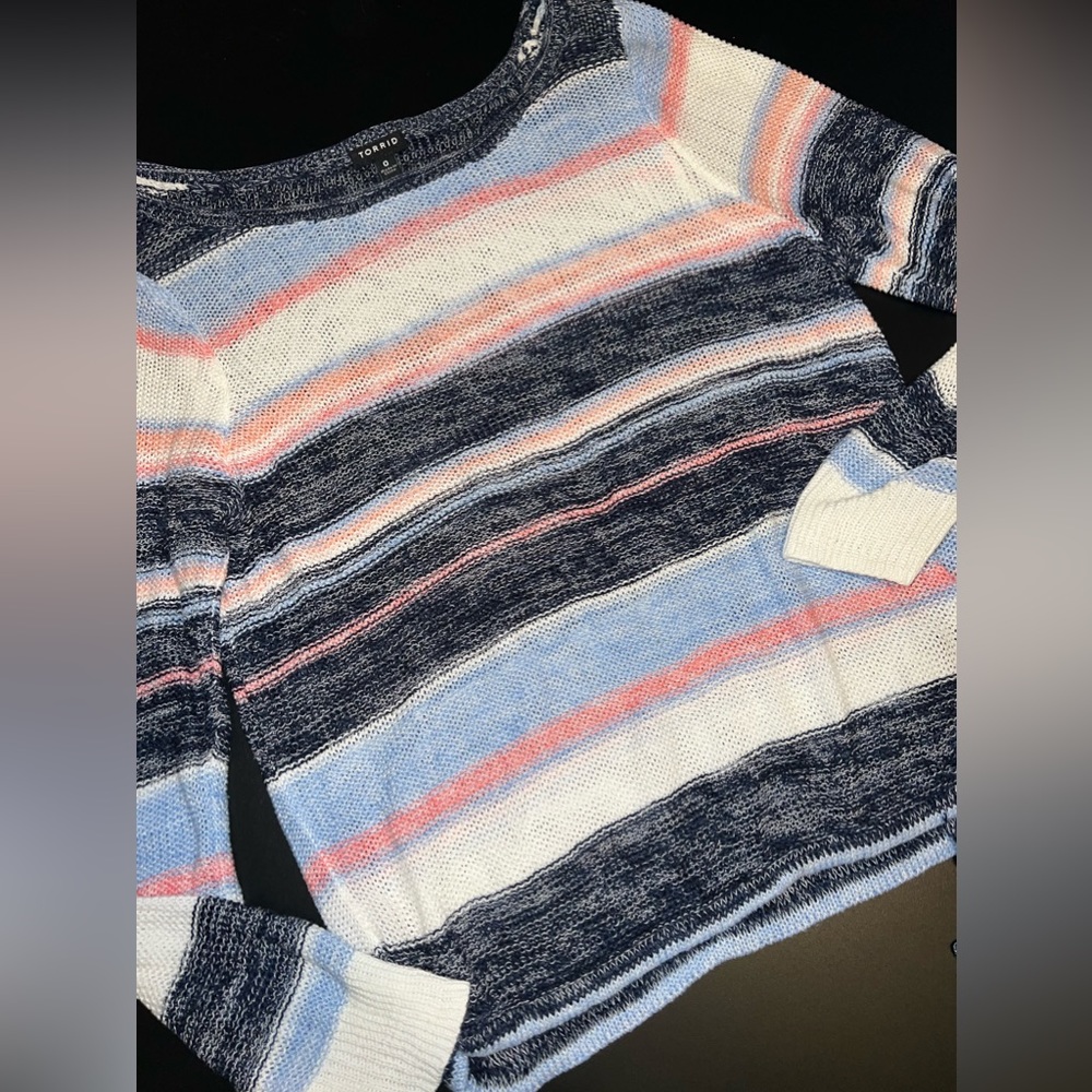 Torrid Knit Striped Cinch Waist Sweater Size 0 GUC